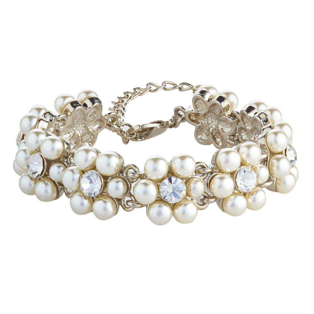 Knight & Day Perlita Bracelet  Faux cream pearl, crystal & rhodium bracelet. Beautiful vintage style mix of pearls & crystal. Lobster claw fastening with 3" extension.