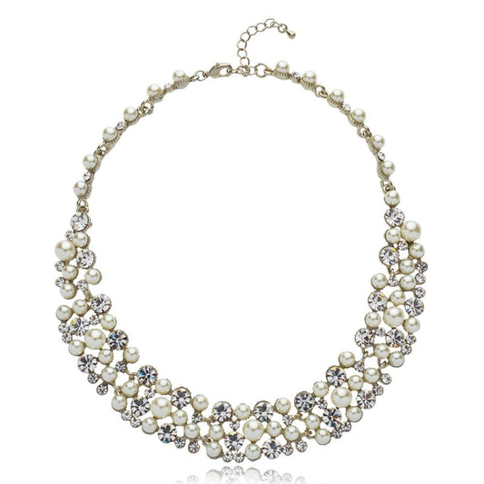 Knight & Day Perlita Necklace  Faux cream pearl, crystal & rhodium necklace. Beautiful vintage style mix of pearls & crystal. Lobster claw fastening with 2" extension