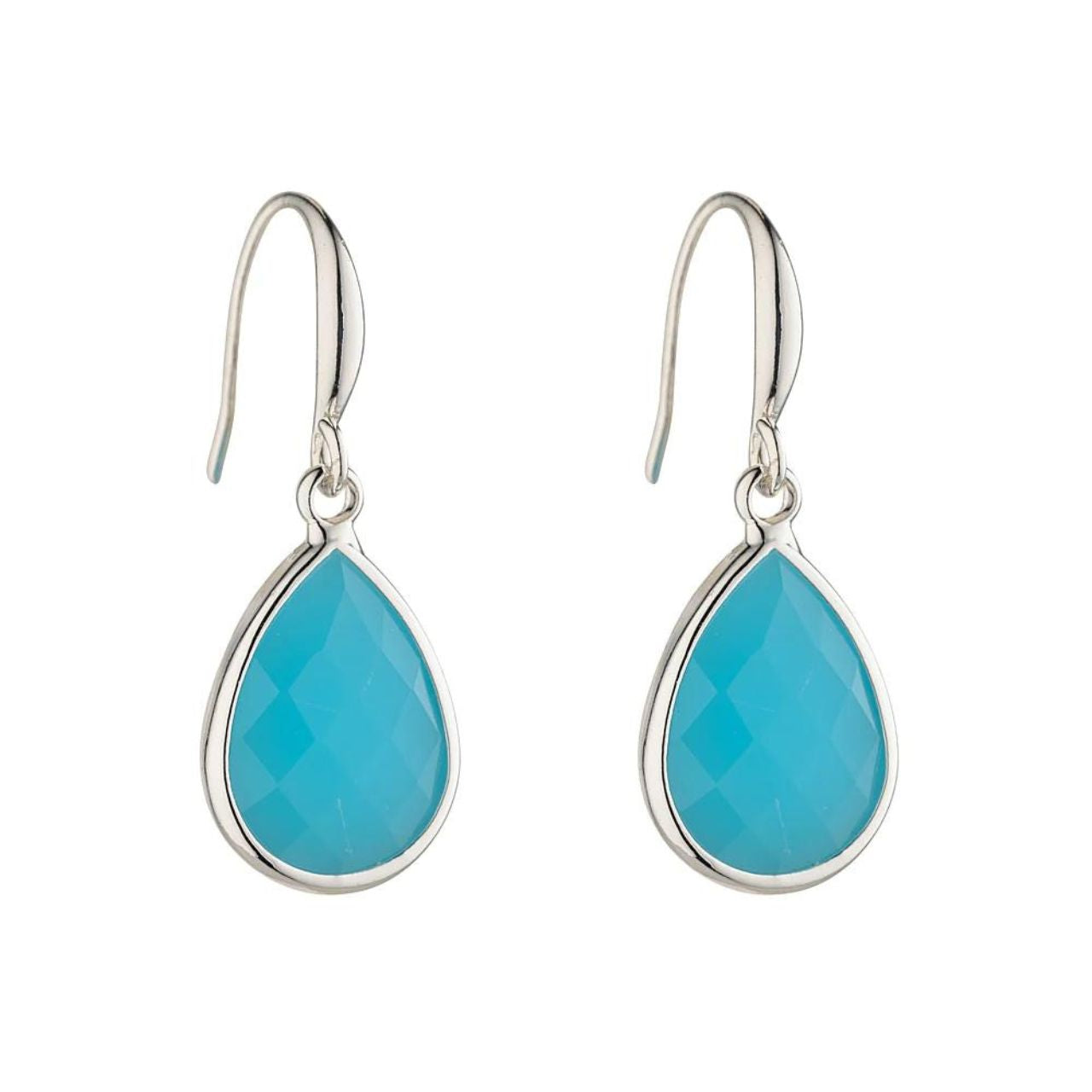 Silver Plated Sophia Drop Earrings With Blue Stone by Knight & Day  These silver plated Sophia Drop Earrings feature a striking blue stone and are crafted by the renowned Knight & Day brand.