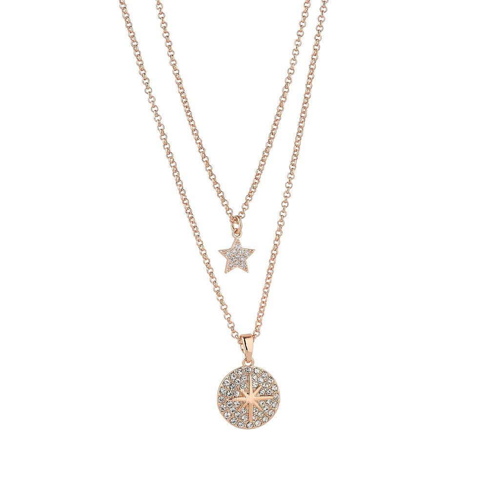 Knight & Day Star Layered Necklace  Star layered necklace embellished with Czech crystal in micro pave setting.
