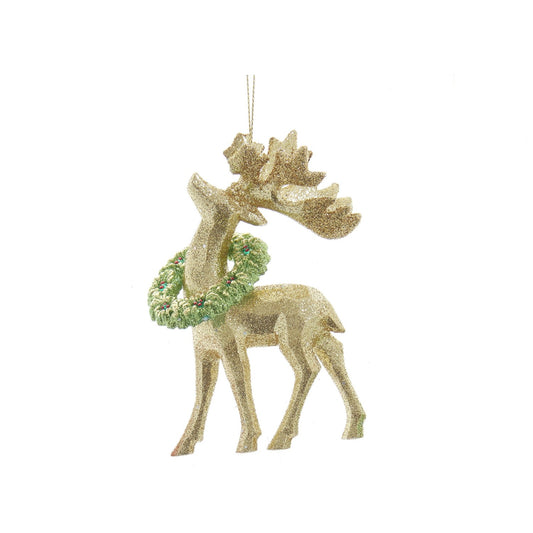 Kurt S Adler Christmas Glittered Deer Ornaments - Gold