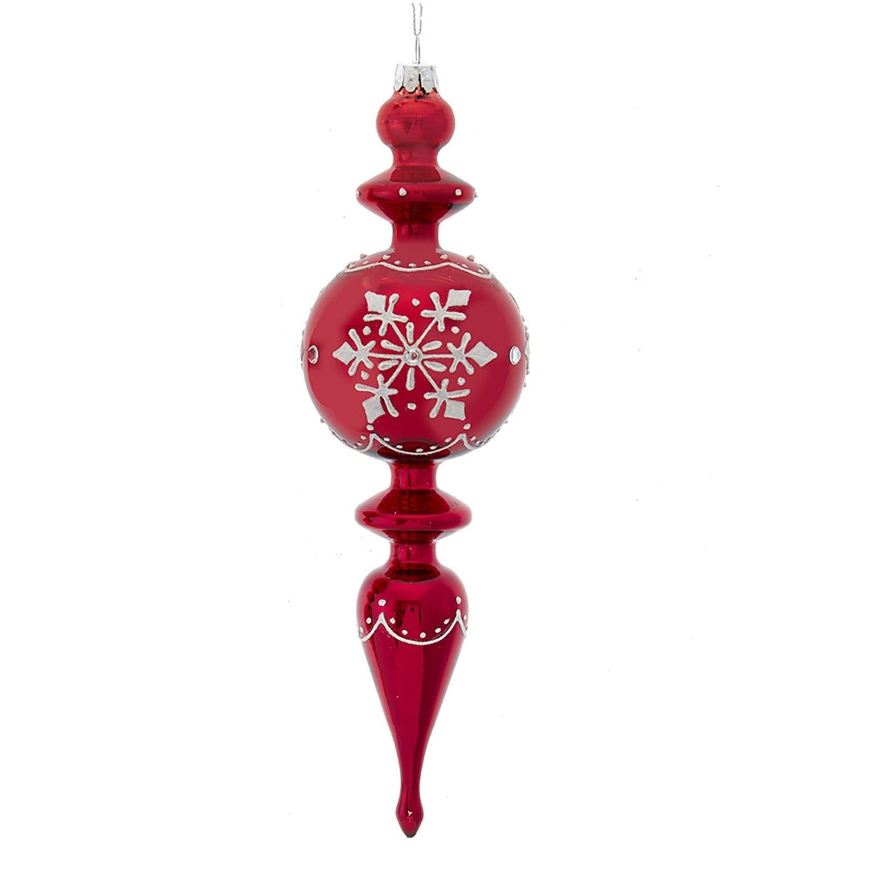 Kurt S Adler Glass Shiny Red Finial Christmas Ornament - Ball