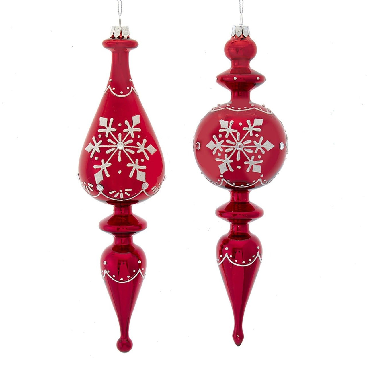 Kurt S Adler Glass Shiny Red Finial Christmas Ornament Teardrop