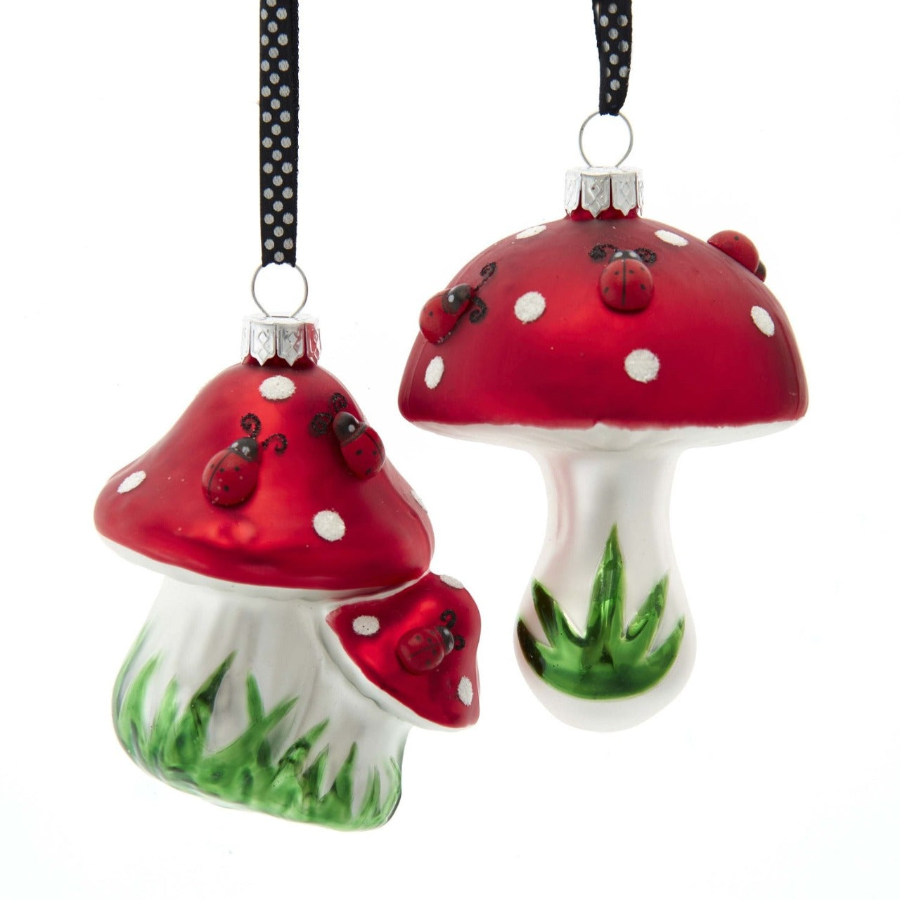 Kurt S Adler Ladybug On Mushroom Christmas Ornaments - Double