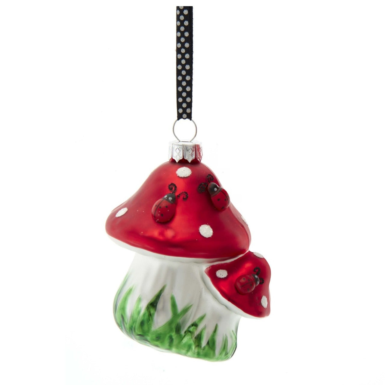 Ladybug On Mushroom Christmas Ornaments - Double Mushroom Head