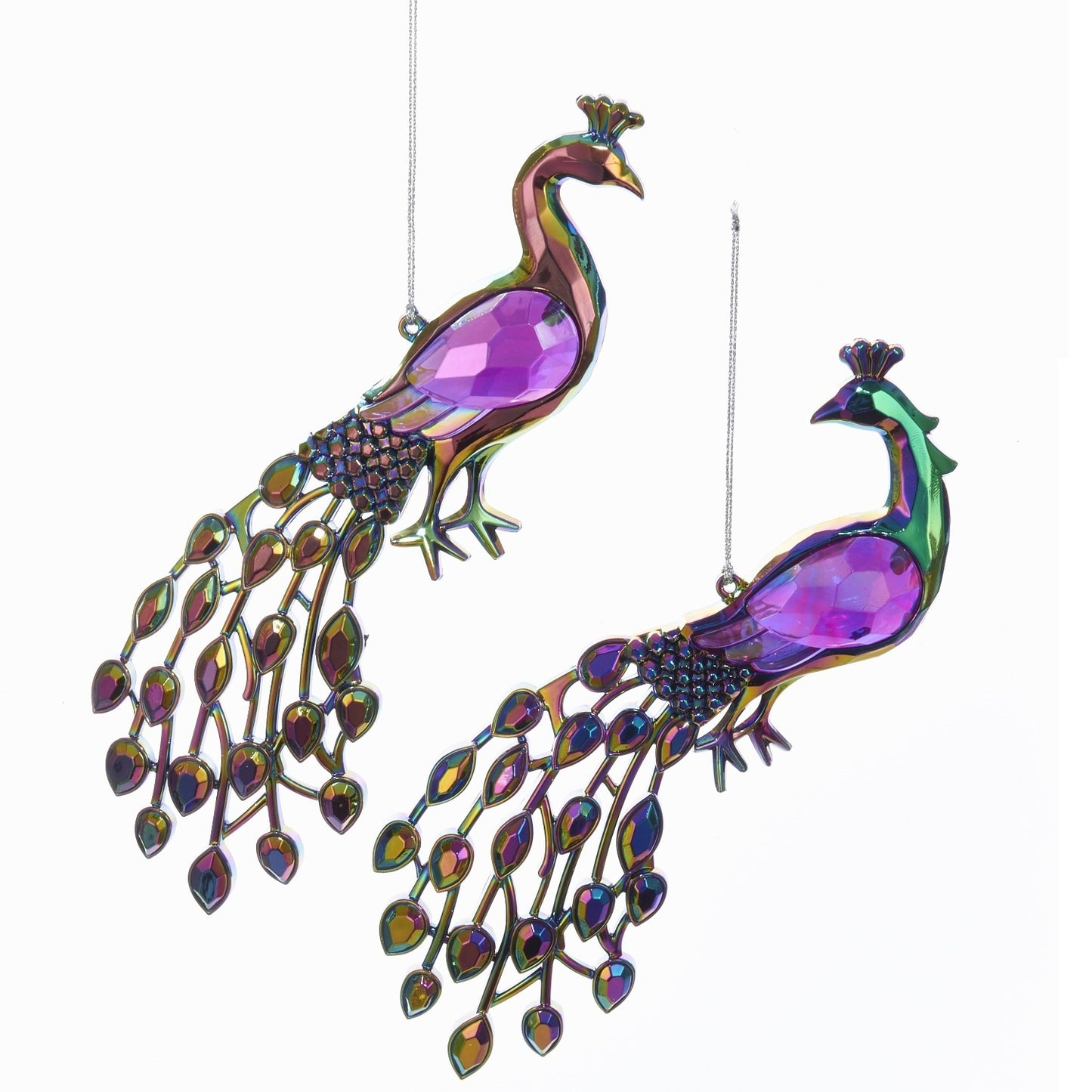 Kurt S Adler Multicolored Peacock With Lavender Gem Ornaments - Green