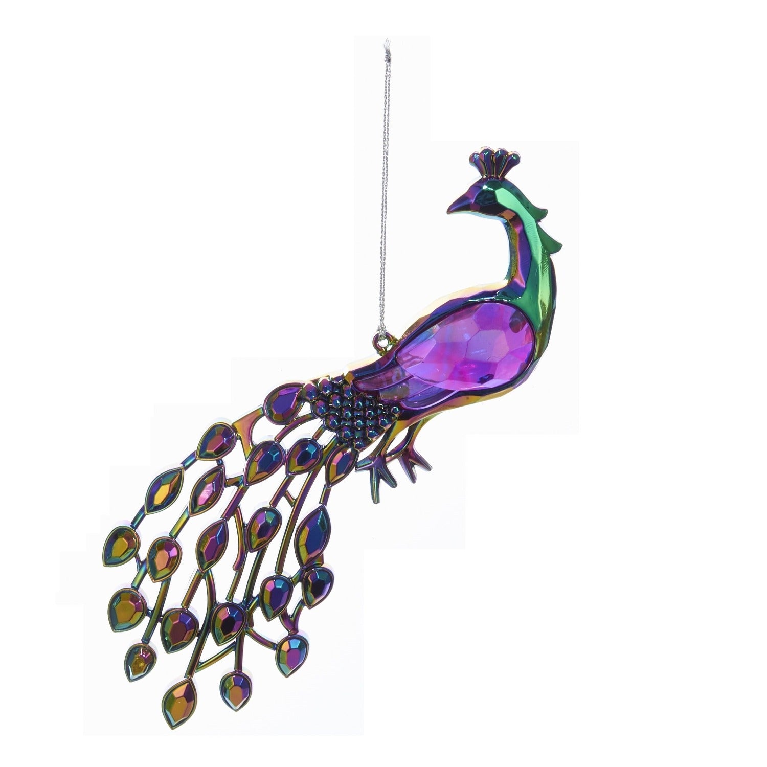 Kurt S Adler Multicolored Peacock With Lavender Gem Ornaments - Green