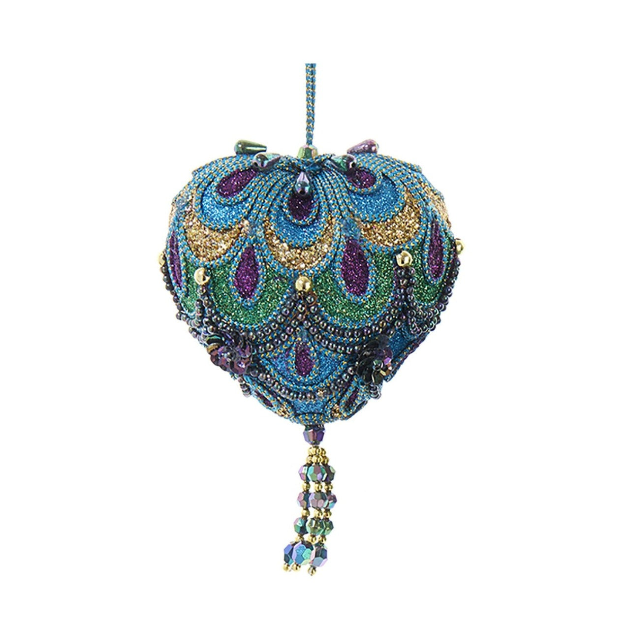 Kurt S Adler Peacock Colour Christmas Hanging Ornament - Heart
