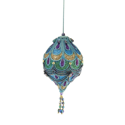 Kurt S Adler Peacock Colour Christmas Hanging Ornament - Teardrop