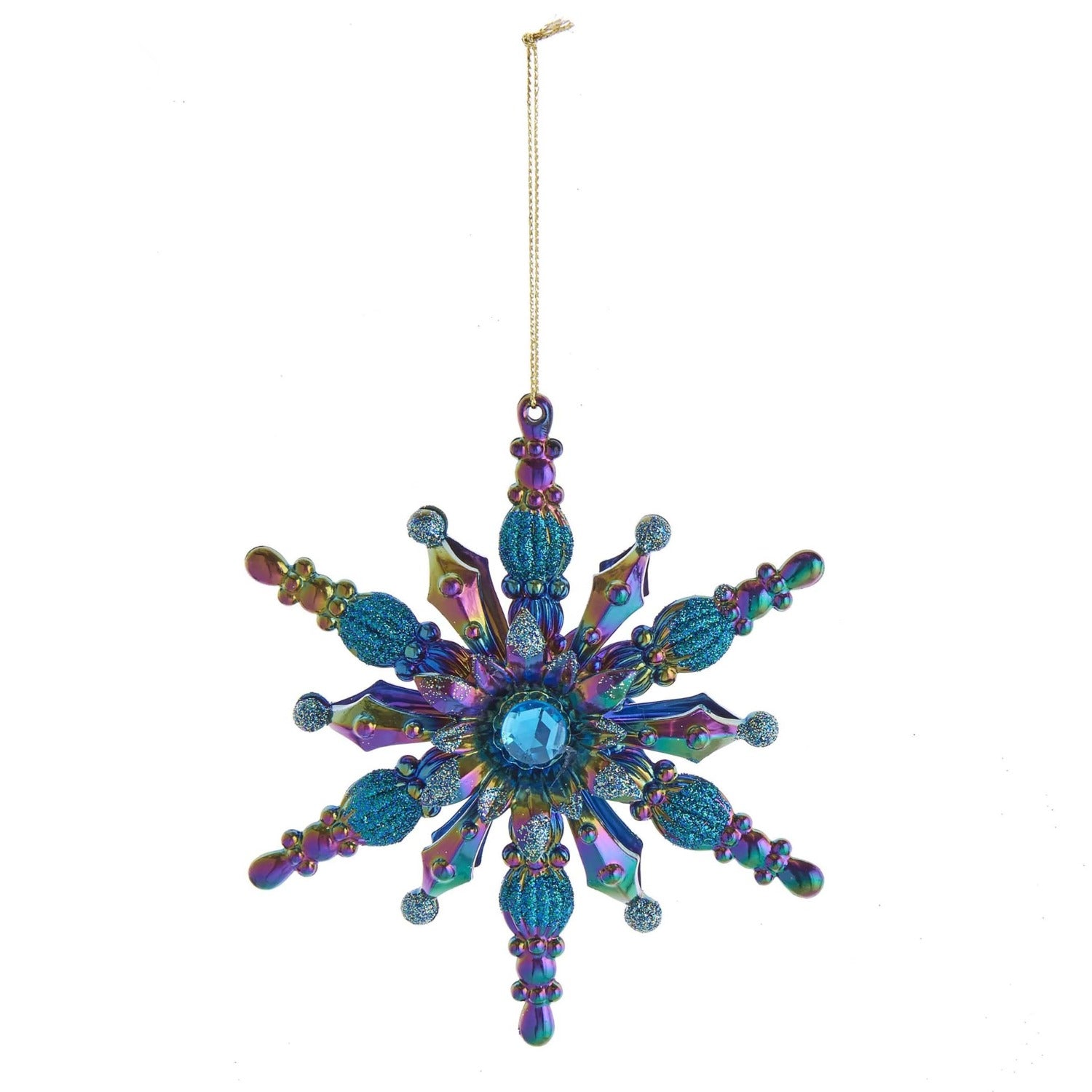 Kurt S Adler Peacock Snowflake Christmas Ornament - Blue Gemstone