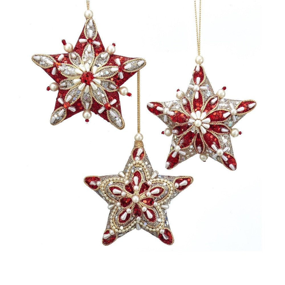 Kurt S Adler Ruby Platinum Christmas Star Hanging Ornament