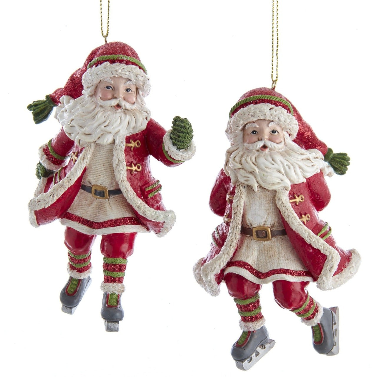 Kurt S Adler Skating Santa Christmas Hanging Ornament - Arm Back