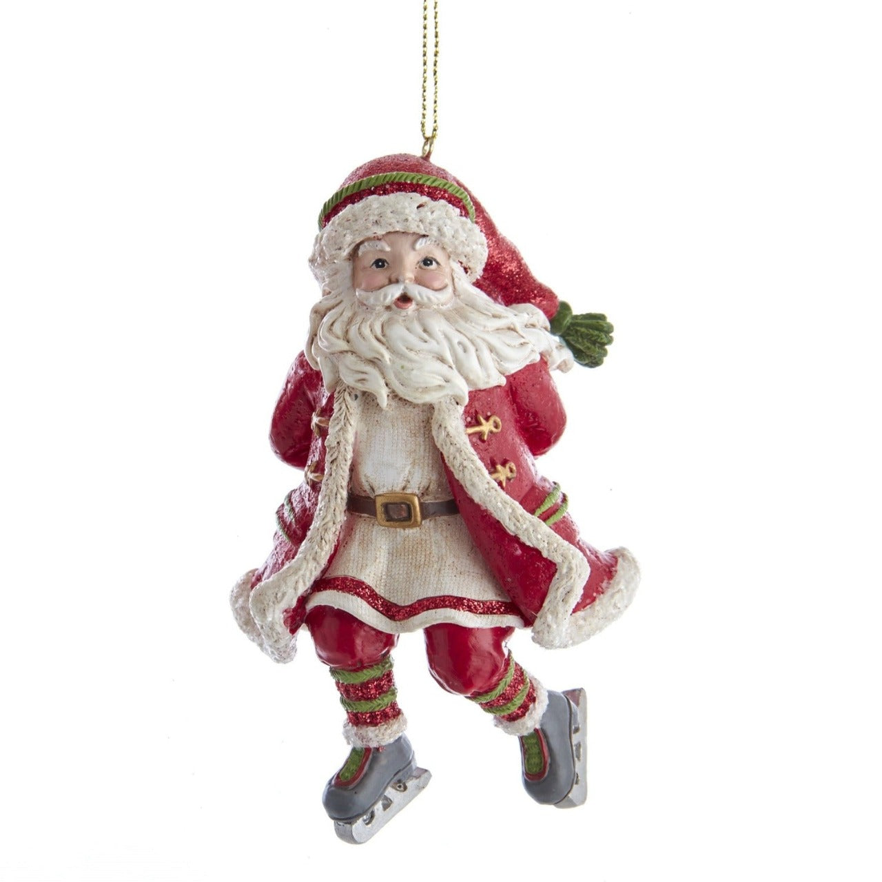 Kurt S Adler Skating Santa Christmas Hanging Ornament - Arm Back