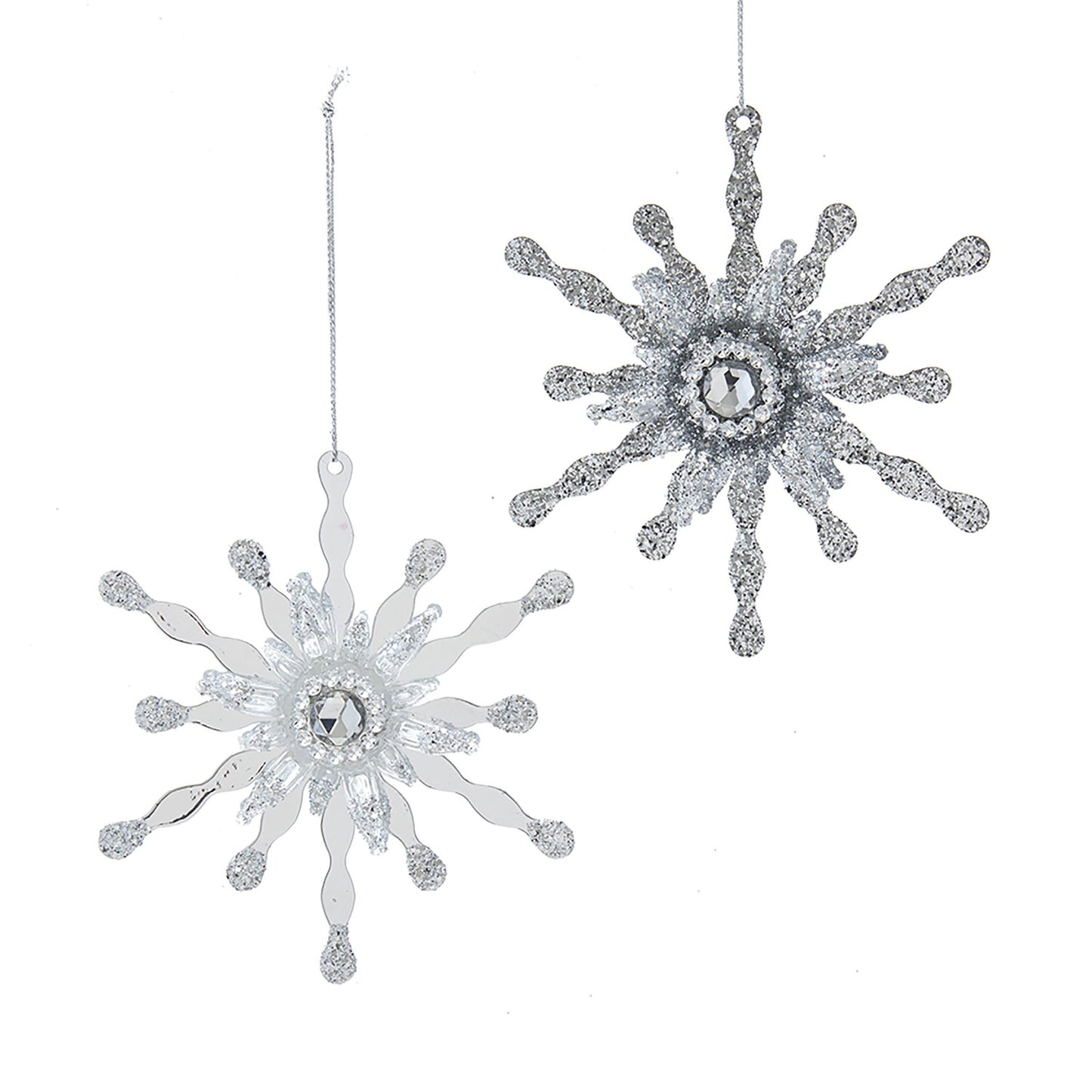 Kurt S Adler Snowflake Christmas Ornaments - Silver