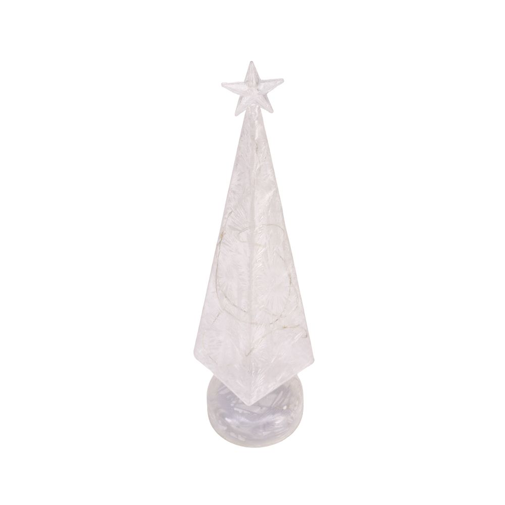 LED Light Up Glass Christmas Tree 37 cm  Create a spectacular dreamland in your home with Christmas in New York. Be transported to the wondrous big city with sparkling lights, mirrored features and shadowy undertones. Make some noise and spread the excitement with silver and glass statement pieces.