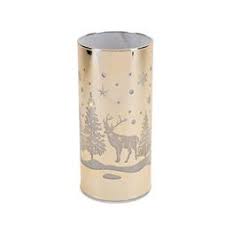 Christmas LED Silver Light Up Glass Tube with Reindeer Scene