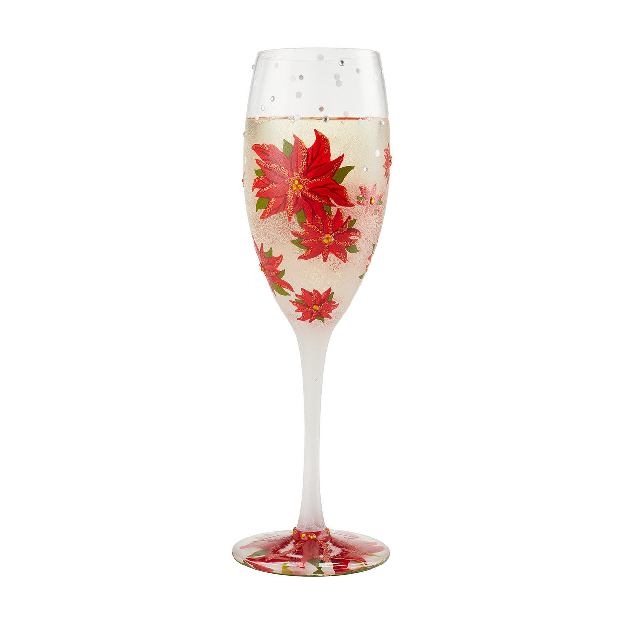 Christmas Lolita Poinsettias In the Snow  The shape of the poinsettia flower and leaves are sometimes thought as a symbol of the Star of Bethlehem which led the Wise Men on the Holy Night. In this glass the holiday flower blooms beautifully in the snow.