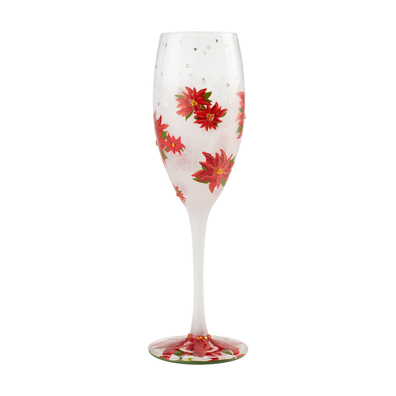 Christmas Lolita Poinsettias In the Snow  The shape of the poinsettia flower and leaves are sometimes thought as a symbol of the Star of Bethlehem which led the Wise Men on the Holy Night. In this glass the holiday flower blooms beautifully in the snow.