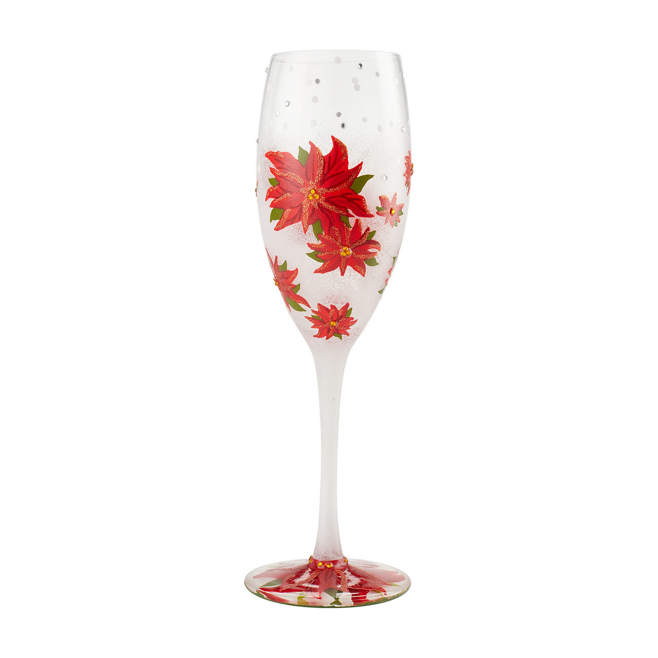 Christmas Lolita Poinsettias In the Snow  The shape of the poinsettia flower and leaves are sometimes thought as a symbol of the Star of Bethlehem which led the Wise Men on the Holy Night. In this glass the holiday flower blooms beautifully in the snow.
