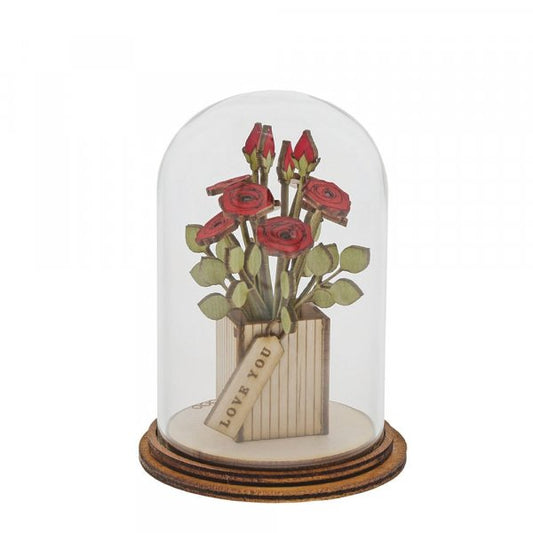 Love You Flower Figurine  Tell someone you Love them with this beautiful Love You flower figurine. This eco-friendly glass dome decoration encases a bunch of beautiful red rose, adorned with an 'love you' gift tag.
