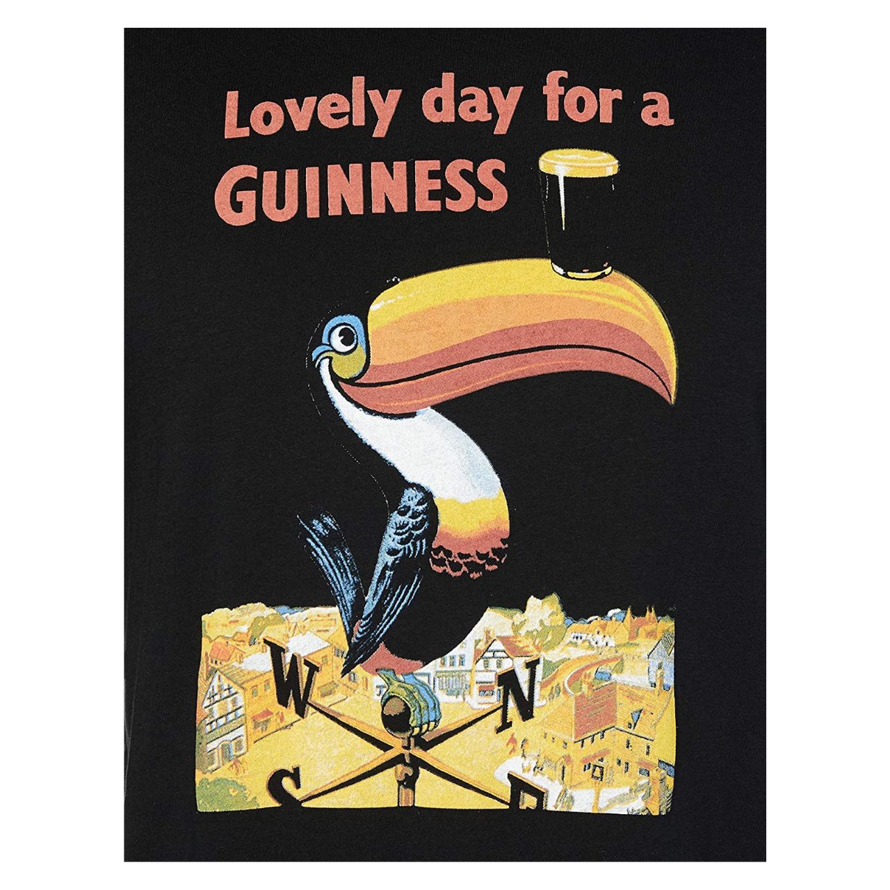 Lovely Day for a Guinness Toucan T-Shirt Black  Lovely Day for a Guinness Toucan T-Shirt. Made of 100% cotton, this T-shirt is not only extremely durable and resistant to moisture but also soft, breathable, and a great insulator - the perfect shirt to wear all year round while looking stunning.