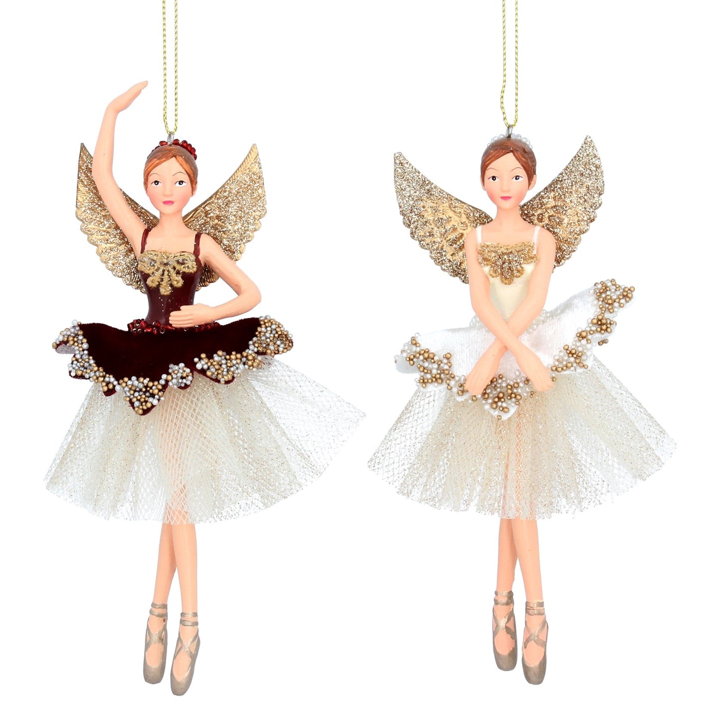 Gisela Graham Luxury Cream Velvet Fairy Large Christmas Decorations 16 cm  Browse our beautiful range of luxury Christmas tree decorations, baubles & ornaments for your tree this Christmas.  Add style to your Christmas tree with these elegant Christmas Luxury Velvet Fairy decorated with cream and golden fabric.