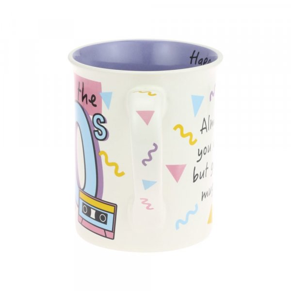 Made in the 80's Mug  Go back to the 80s in style with this retro mug. The message on the back reads 'Almost made you a mixtape but got you this instead.' With the inside message reading 'Happy birthday to the best person' Give that special person a throwback on their birthday to celebrate.