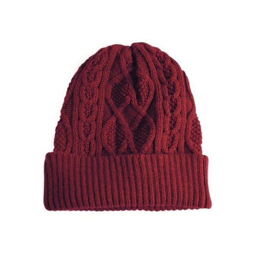Man of Aran Lambay Beanie - Maroon  Man of Aran range is inspired by the beauty of the rugged Irish Landscape. We have created this collection to present everything that it means to be Irish. Our designs have been inspired by Irish craft skills passed down through generations to create.