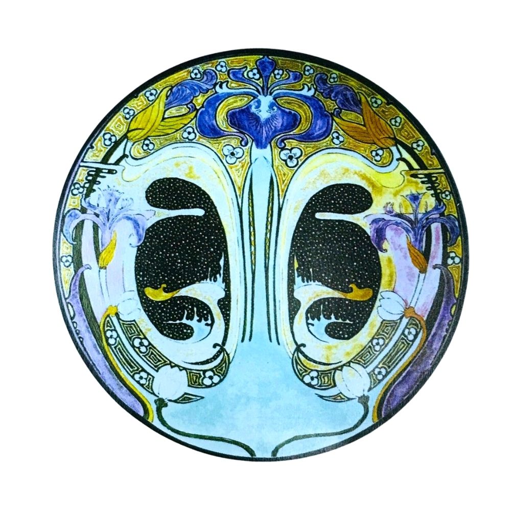 Wedgwood Art Nouveau Plate Iris by Brantjes 32 cm  This stunning Art Nouveau Plate Iris by Brantjes was Made in England by Mason's Ironstone. It shows the Brantjes production at its stylish best in the floral Art Nouveau manner.