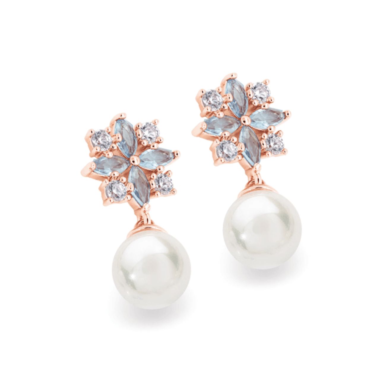 Tipperary Crystal Maureen O’Hara Drop Pearl Rose Gold Earrings