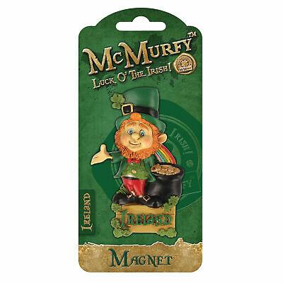 McMurfy Leprechaun Magnet with Rainbow and Pot of Gold