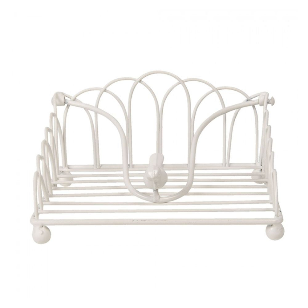 Clayre & Eef Country Style Metal Napkin Holder White