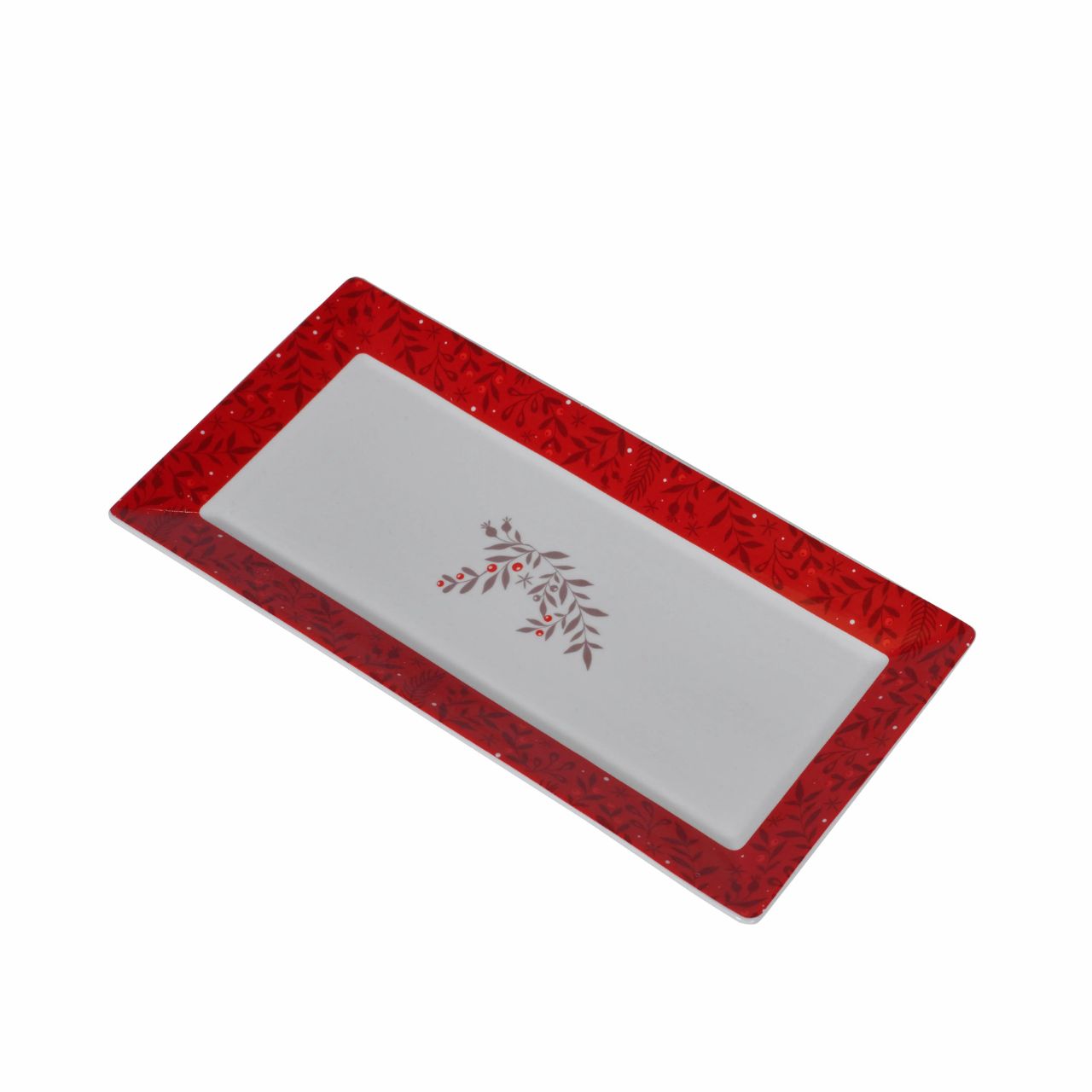 A Christmas Wish Platter Set of 2 by Mindy Brownes Interiors  Introducing our set of two Christmas platters. Rectangular in design these plates have a playful pattern and curved rim for stylish serving of cakes, Ideal for the festive table. This set of two plates are finished in the traditional Christmas red & green colouring.