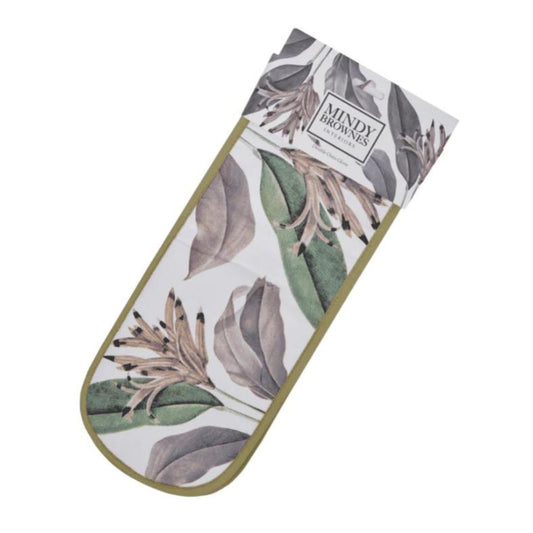 Birds of Paradise Double Oven Glove by Mindy Brownes Interiors  A double oven glove inspired with classic shades of green, gold & grey.  - Ideal house warming gift, new home, birthday or general occasion. - Part of the Birds Of Paradise Collection.