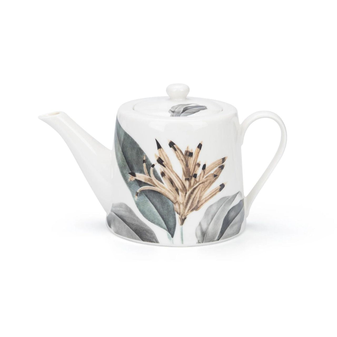 Birds of Paradise Tea Pot by Mindy Brownes Interiors  Latest addition to the Birds Of Paradise Tabletop Collection  - Inspired with classic shades of green, gold & grey. - Ideal house warming gift, new home, birthday, or general occasion.