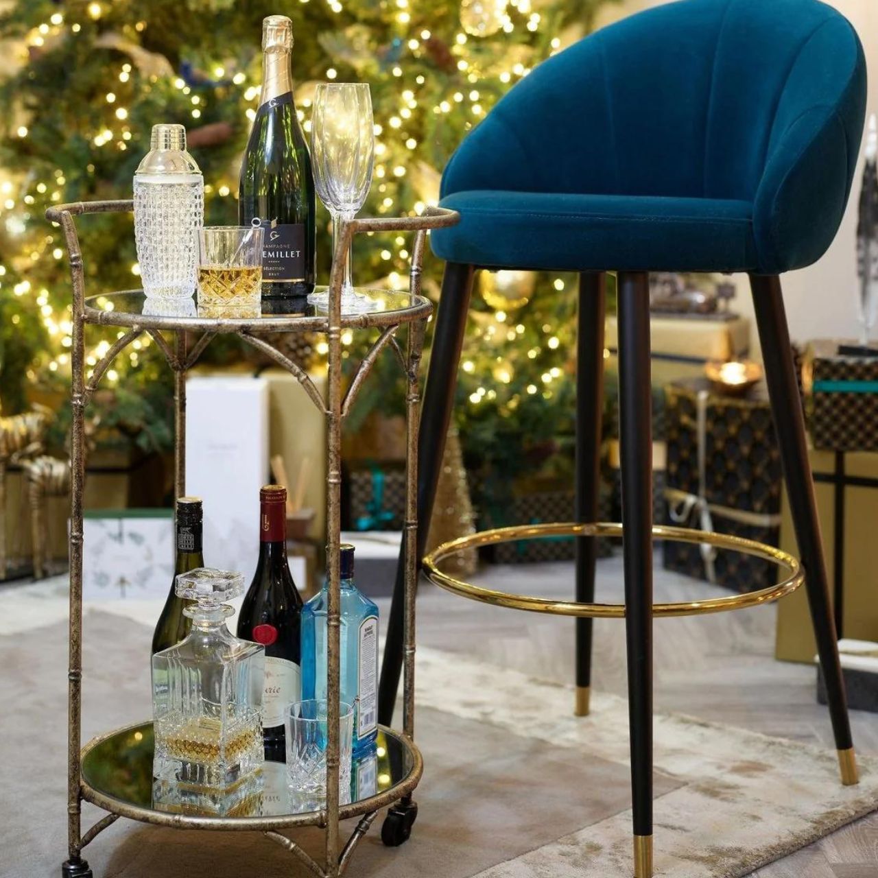 Danrich Drinks Trolley by Mindy Brownes  - Mindy Brownes Drinks Trolley - Sip Sip Hooray, - Introducing the Danrich drinks trolley for smaller spaces. - Make your dinner party one to remember and a service as easy as one-two-three! - Featuring one mirrored top and one mirrored bottom shelf.