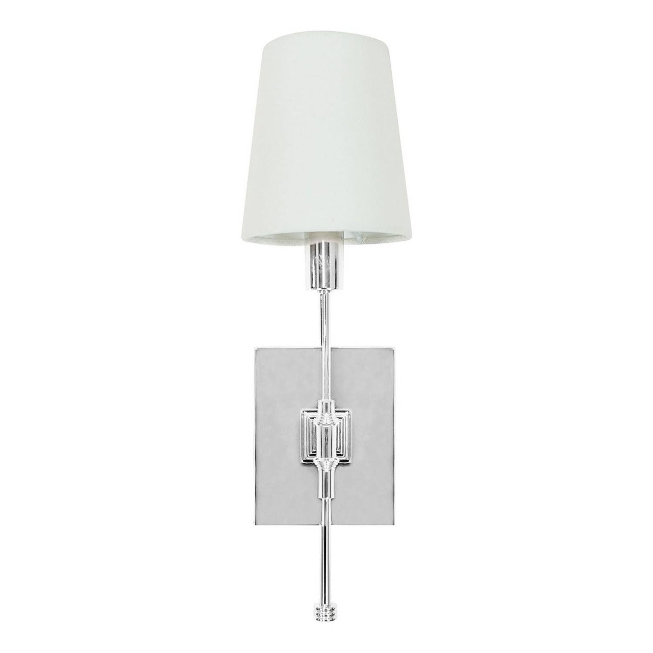 Mindy Brownes Glendan Wall Light - Silver  Mindy Brownes wall lamp. A traditional yet timeless wall lamp, smooth silver in finish with white linen shade. Ideal for hallways or built in cabinetry.