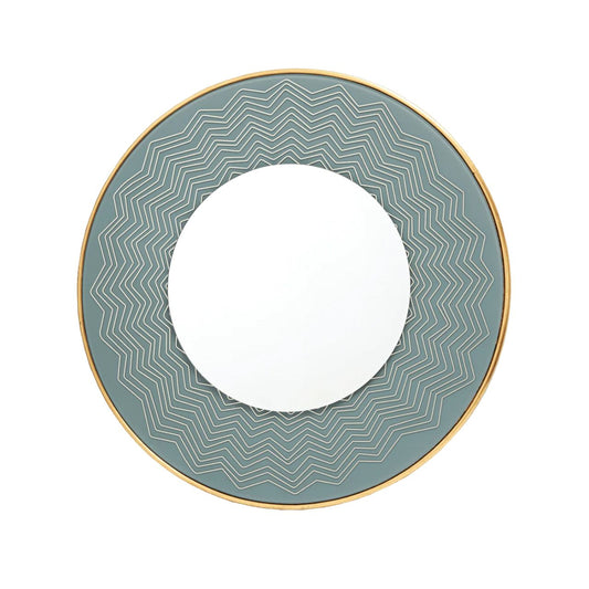 Liana Mirror by Mindy Brownes  - A trendy and fun way to add a pop of colour to your home. - Miami vibes, a stylish round mirror with a powder blue finish and gold geometric details. - The perfect choice for a bathroom, hallway, bedroom, living or dining room.
