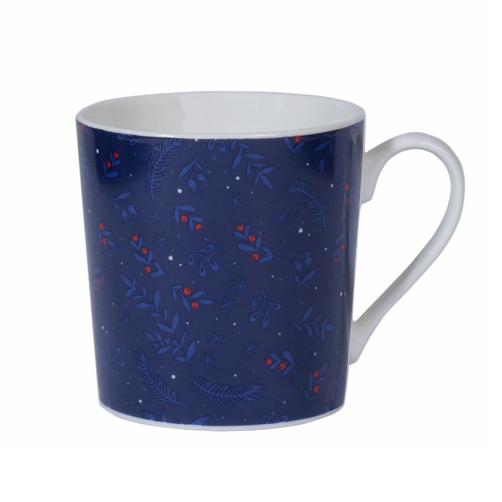 Mindy Brownes Midnight Blue & Red Berry Christmas Mugs Set of 6  Introducing our set of 6 Christmas Cup. These beautifully crafted and designed Christmas cups are an ideal choice for tea, coffee or a hot chocolate curled up beside the fire on a cold winters evening.