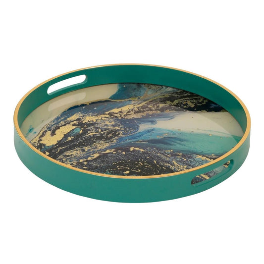 Mindy Brownes Interiors Serving Tray Marine Wonder  The art of colour, a beautiful thing - Introduce a splash of colour to your décor with our vibrant glass coloured serving trays. 