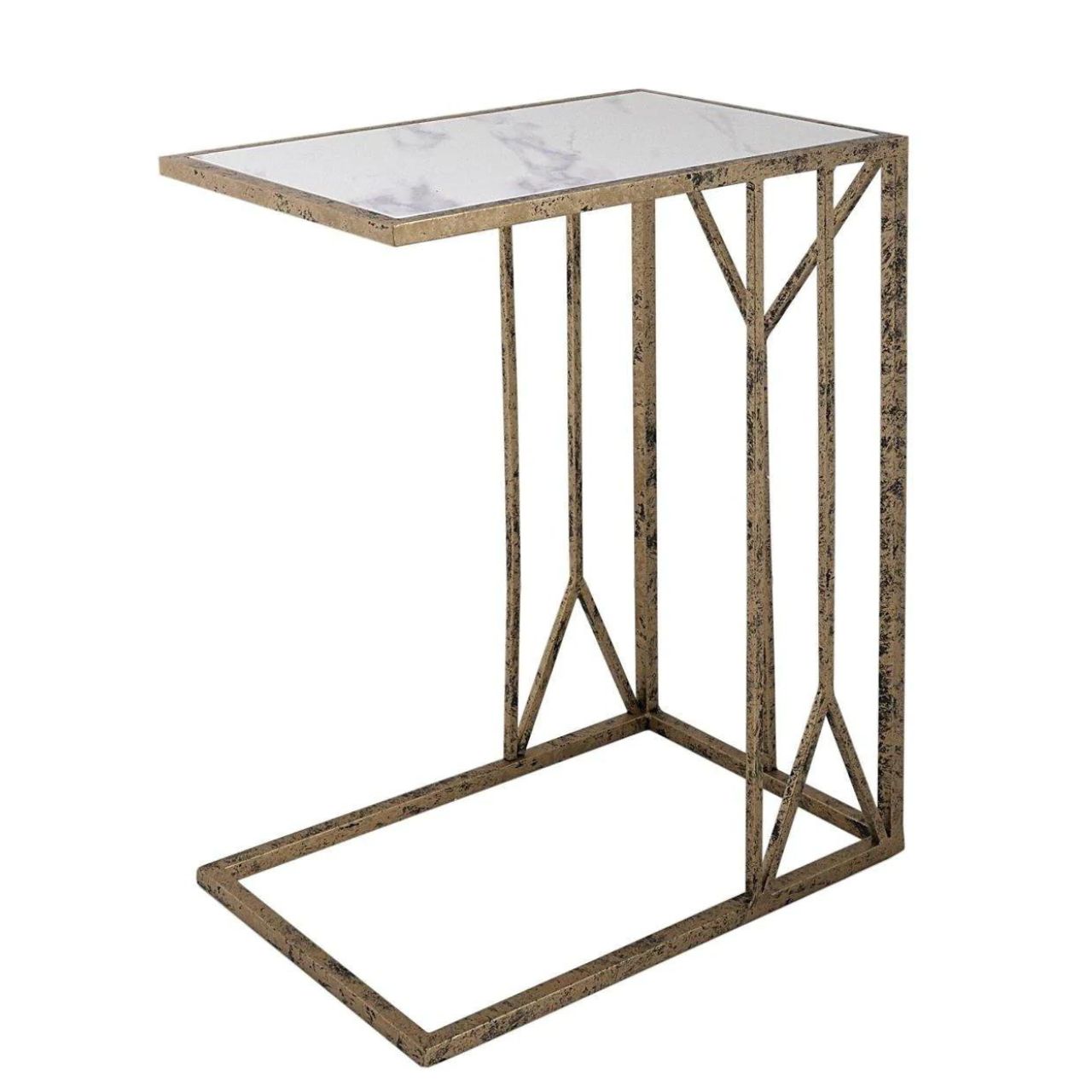 Mindy Brownes Interiors Solomon Accent Table  Solomon Accent Table  Gold and black framed accent table with carrara marble inspired top.
