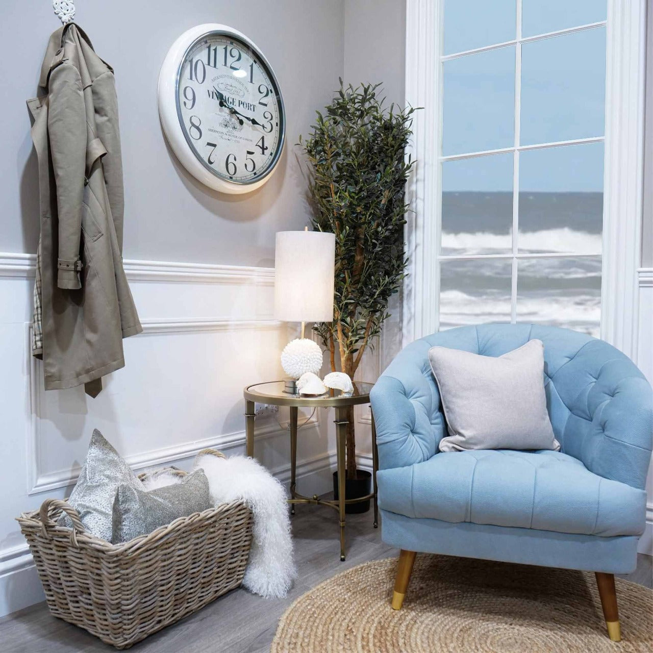 Mindy Brownes Interiors Vintage Port Clock  Classic in design and feel, a shabby chic feel to this pretty kitchen clock. Cream in colour on edging.