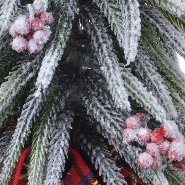 Kaemingk Mini Christmas Tree Snowy Red Berries - Indoor  Tartan Plaid Base  Kaemingk surprises Christmas lovers all over the world with thousands of new innovative items each year. They specialises in beautifully detailed Christmas Ornaments and holiday seasonal decor. The catchy collections are contemporary, attractive and of high quality.