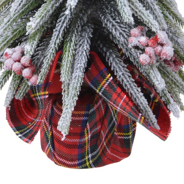 Kaemingk Mini Christmas Tree Snowy Red Berries - Indoor  Tartan Plaid Base  Kaemingk surprises Christmas lovers all over the world with thousands of new innovative items each year. They specialises in beautifully detailed Christmas Ornaments and holiday seasonal decor. The catchy collections are contemporary, attractive and of high quality.