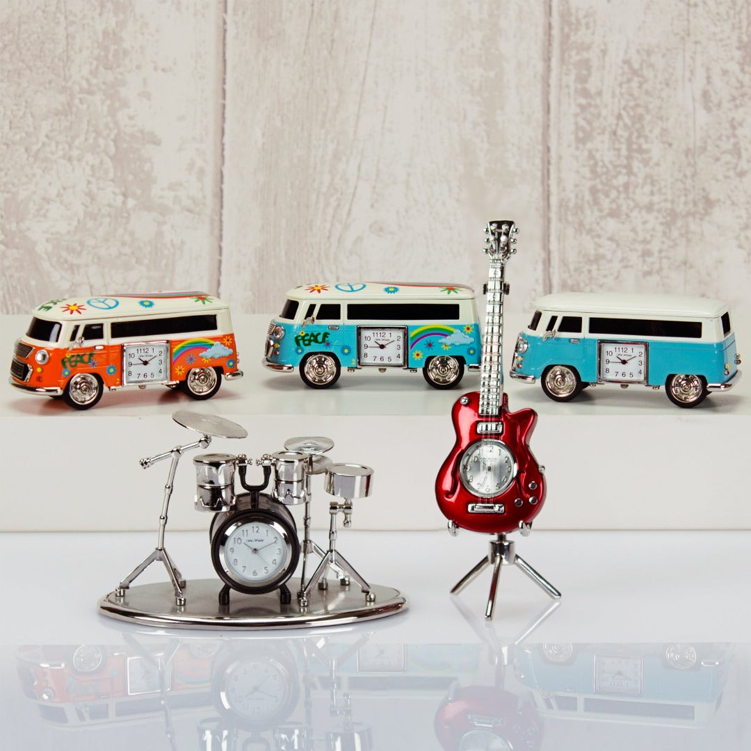 Miniature Clock Blue Camper Van by William Widdop  Bring a unique and quirky touch to the home with this stylish miniature clock made with great attention to detail. 