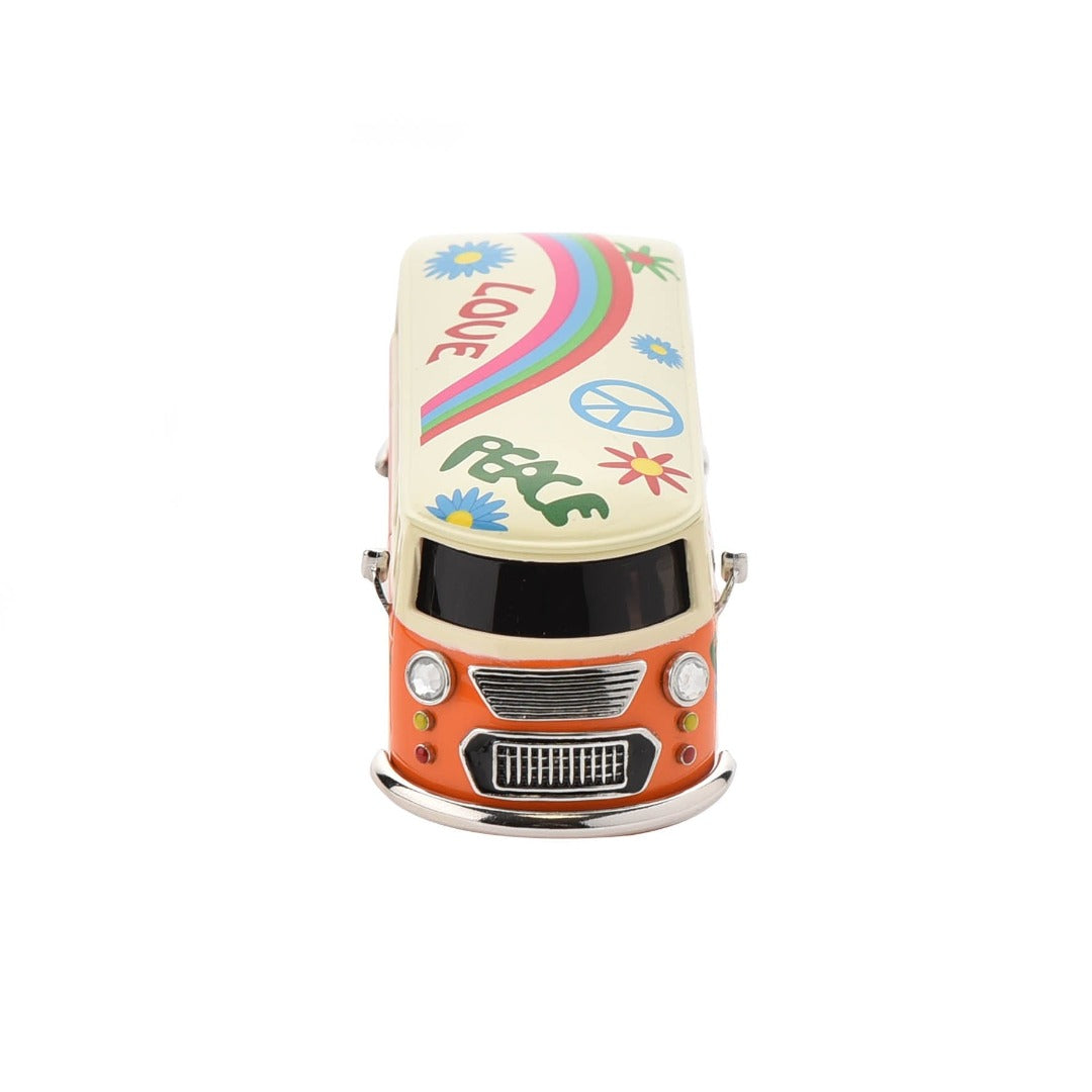 Miniature Clock Orange Camper Van by William Widdop  Bring a unique and quirky touch to the home with this stylish miniature clock made with great attention to detail. The miniature camper van clock is a great gift for a classic car enthusiast or someone with an interest in the 60s Hippie era.