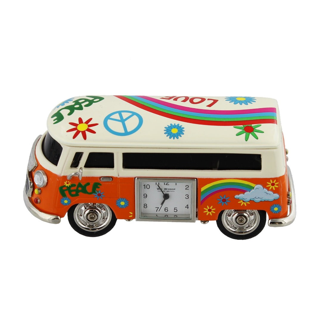 Miniature Clock Orange Camper Van by William Widdop  Bring a unique and quirky touch to the home with this stylish miniature clock made with great attention to detail. 
