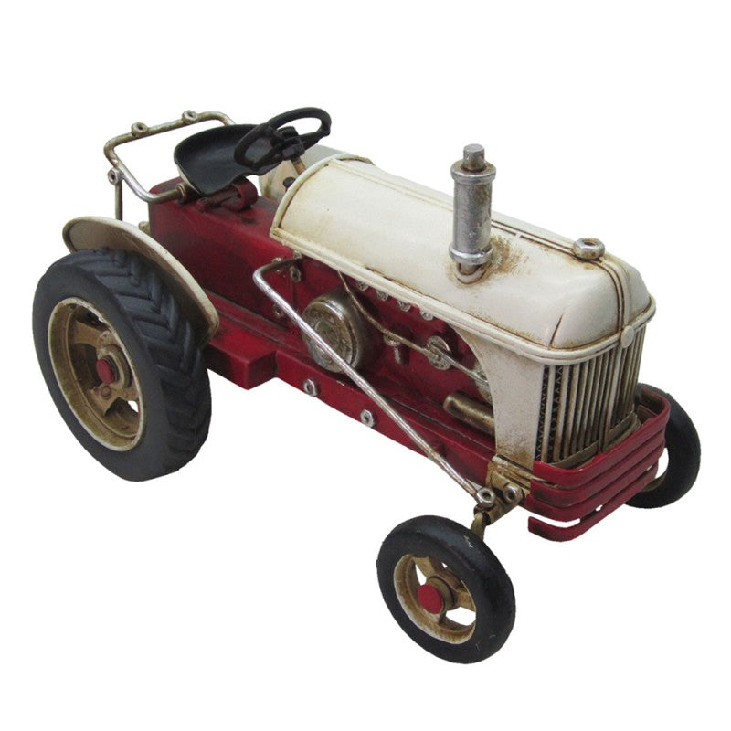 Clayre & Eef Miniature Vintage Iron Tractor Red  Decorative Miniature Tractor 16*10*11 cm  Red Iron Miniature Tractor