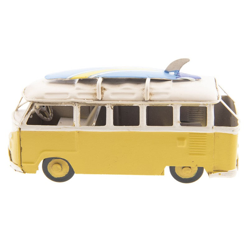 Clayre & Eef Miniature VW Bus Camper Model Car Yellow  Model Car VW Bus Camper 13*6*7 cm  Yellow Iron Miniature VW Camper Bus