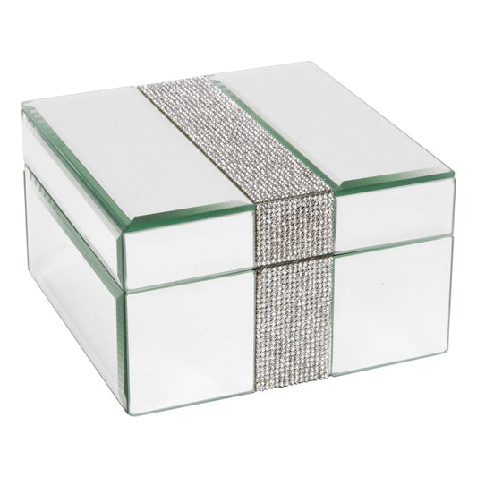 Mirror Jewellery Box with Diamante Band - Small  Store your jewellery and accessories in twinkling style with this diamante decorated mirror glass jewellery box. From the HESTIA® Silver Luxe collection - unparalleled glamour, style and elegance in contemporary home and gift.
